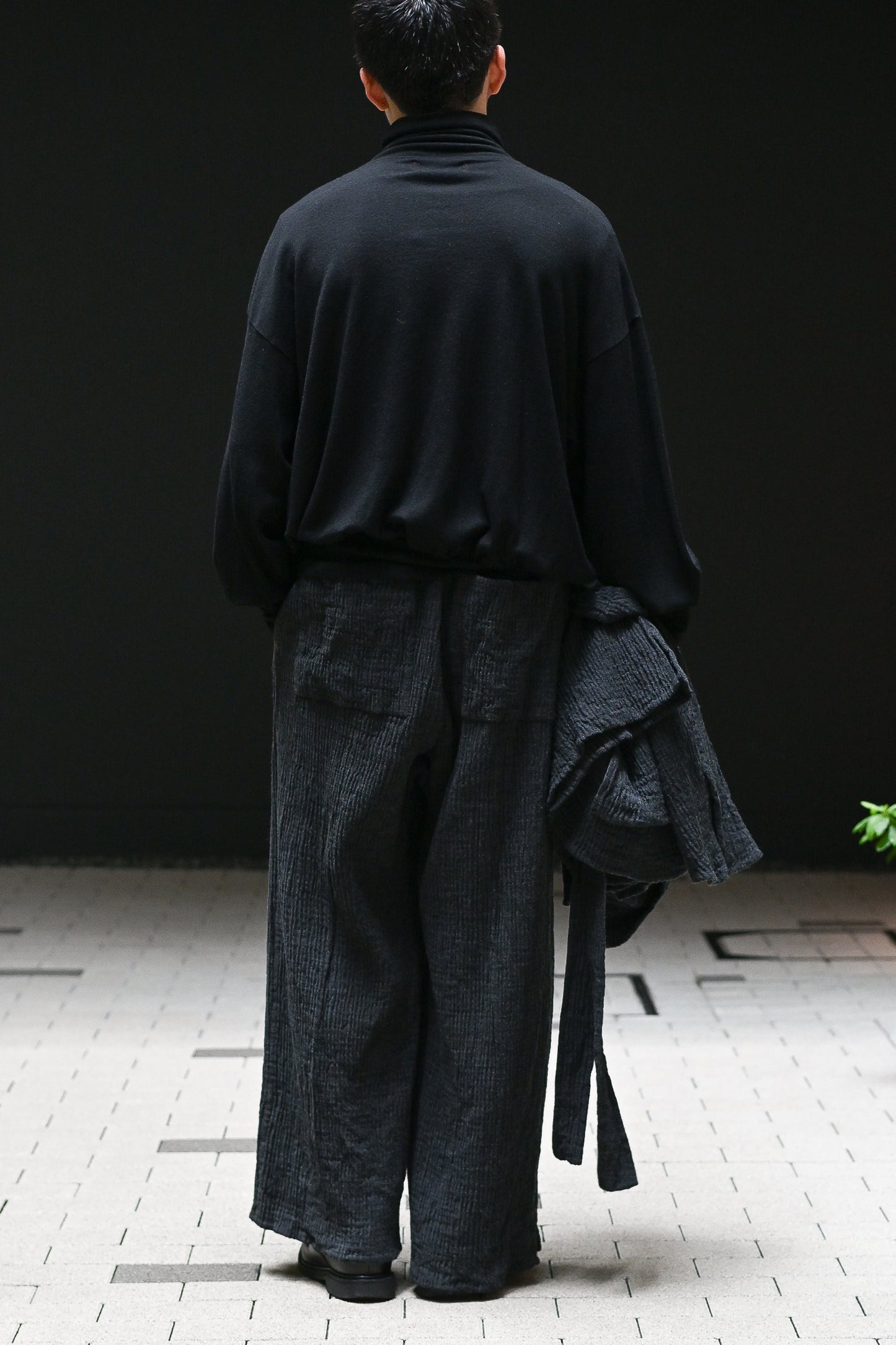 POSTELEGANT / Wool Rever Fulling Wide Trousers -HEATHER CHARCOAL