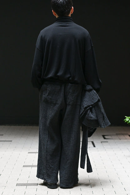 POSTELEGANT / Wool Rever Fulling Wide Trousers -HEATHER CHARCOAL