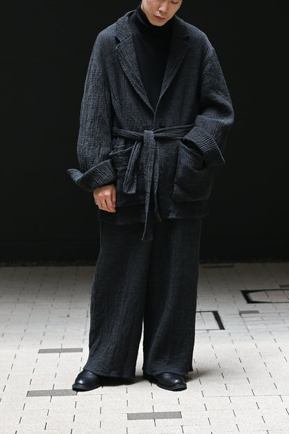 POSTELEGANT / Wool Rever Fulling Wide Trousers -HEATHER CHARCOAL