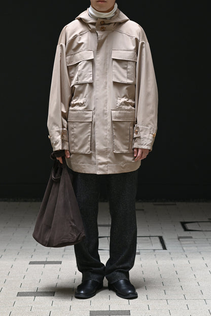 POSTELEGANT / Wool Silk Utility Coat -BEIGE