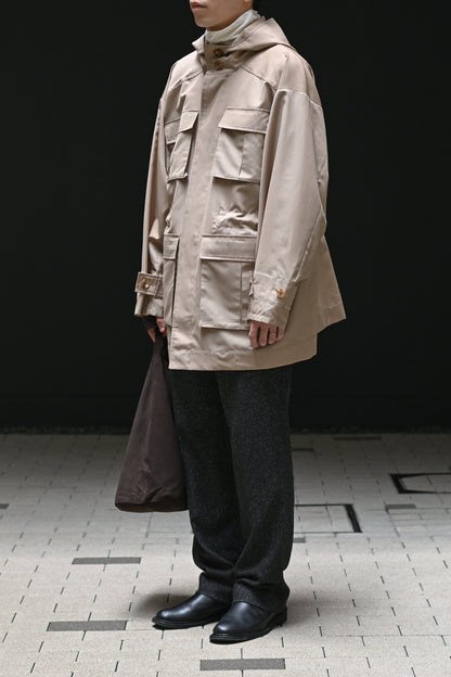 POSTELEGANT / Wool Silk Utility Coat -BEIGE