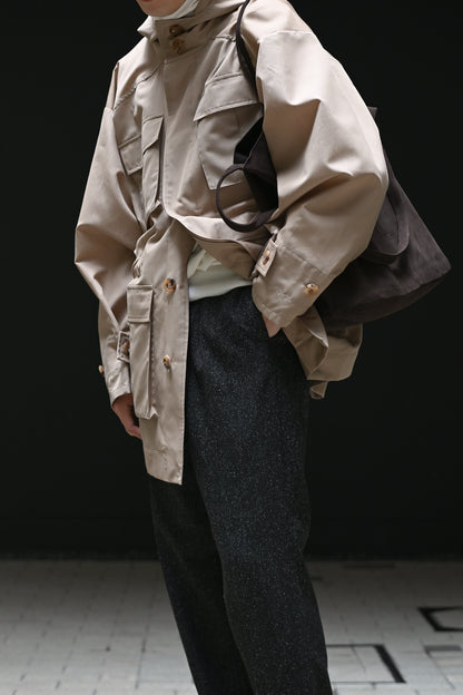 POSTELEGANT / Wool Silk Utility Coat -BEIGE
