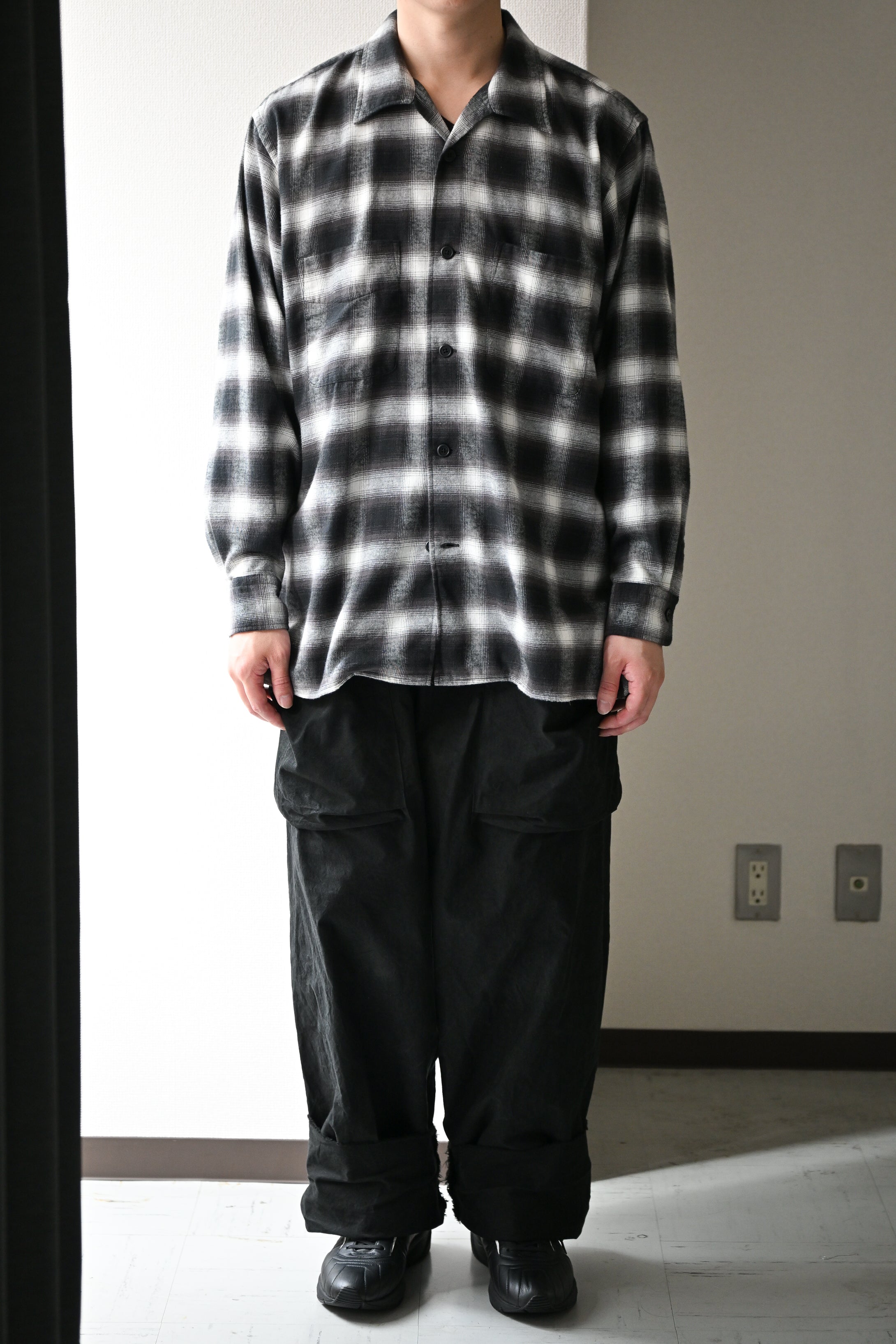 Marvine Pontiak Shirt Makers / Open Collar SH -BLACK×WHITE OMBRE