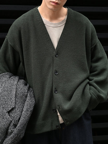Antwort / DROP KNIT CARDIGAN -DARK GREEN