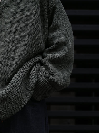 Antwort / DROP KNIT CARDIGAN -DARK GREEN