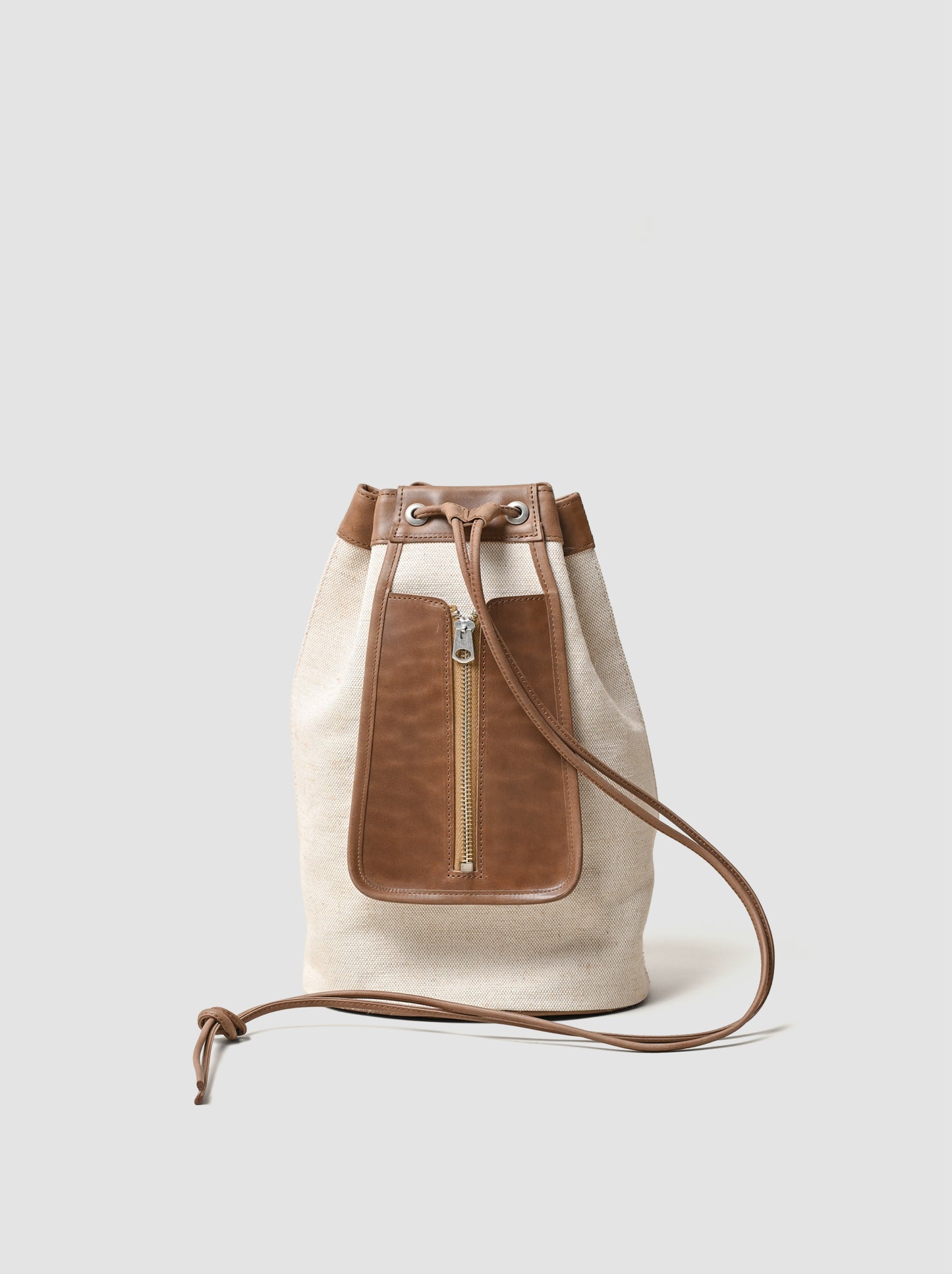forme / fb-3 DRAWSTRING BAG -Natural × Brown