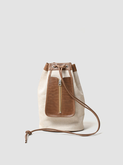 forme / fb-3 DRAWSTRING BAG -Natural × Brown