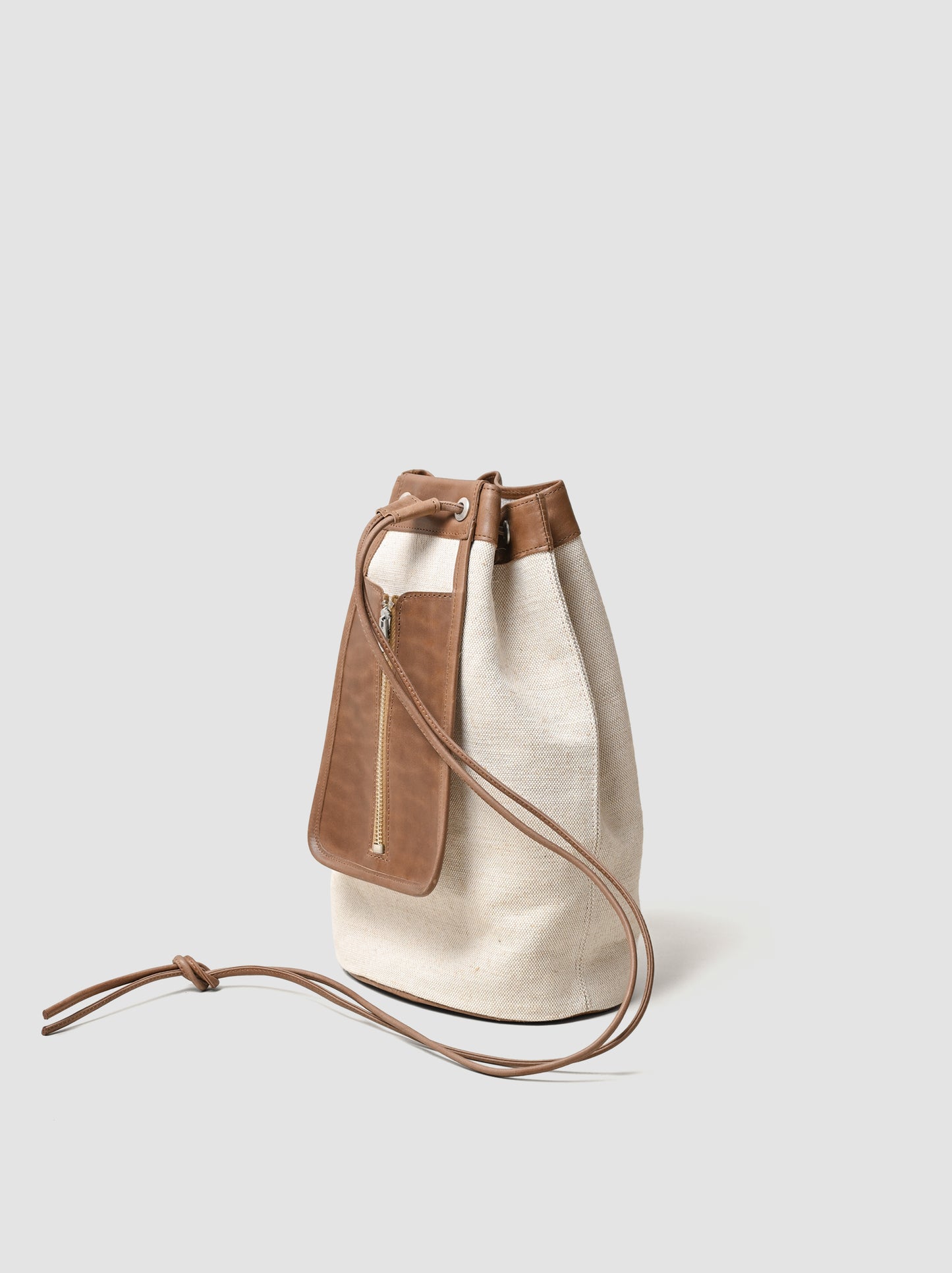 forme / fb-3 DRAWSTRING BAG -Natural × Brown