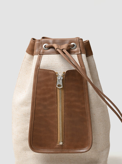 forme / fb-3 DRAWSTRING BAG -Natural × Brown
