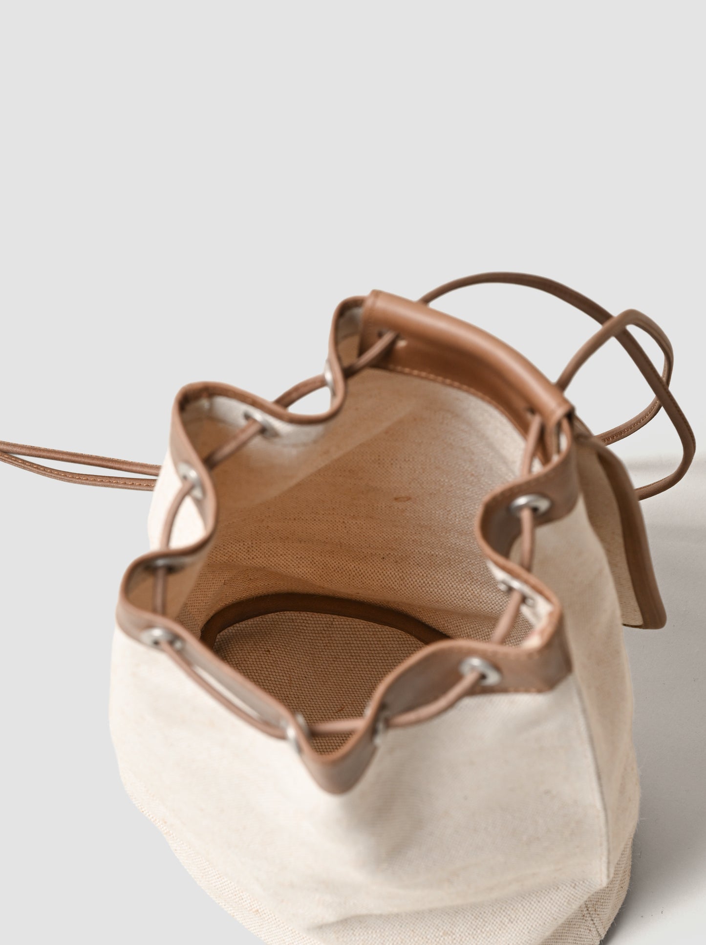 forme / fb-3 DRAWSTRING BAG -Natural × Brown