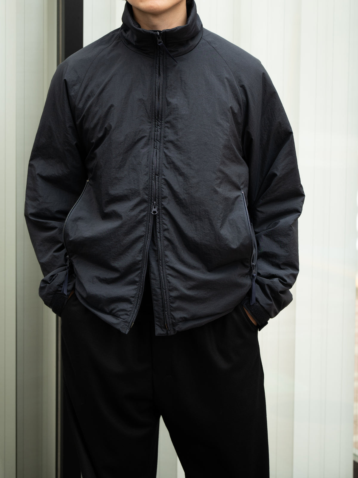 KAPTAIN SUNSHINE / Shrink Nylon Puffer Jacket -NAVY
