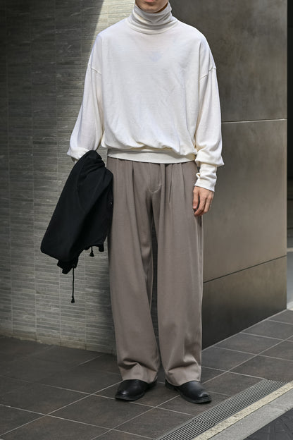 Afiit / 3TUCK WIDE EASY SLACKS -BEIGE