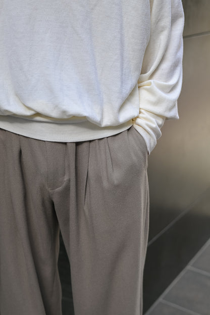 Afiit / 3TUCK WIDE EASY SLACKS -BEIGE