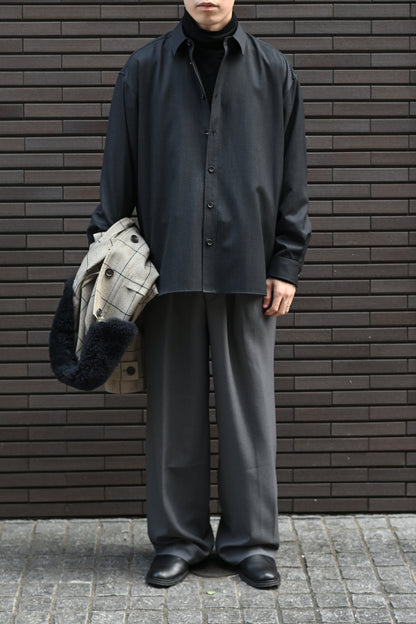 Kazuki Nagayama / OVER FIT WOOL SHIRT -CHARCOAL