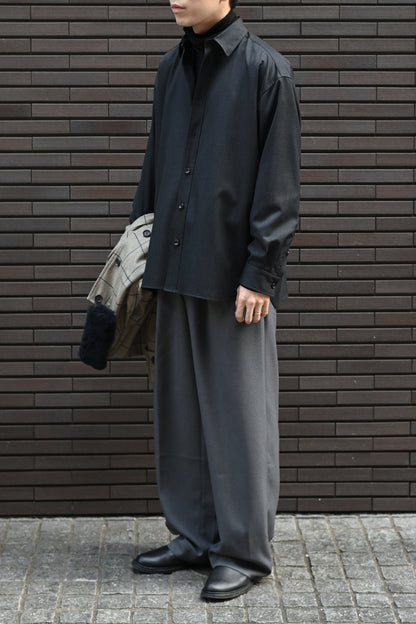 Kazuki Nagayama / OVER FIT WOOL SHIRT -CHARCOAL