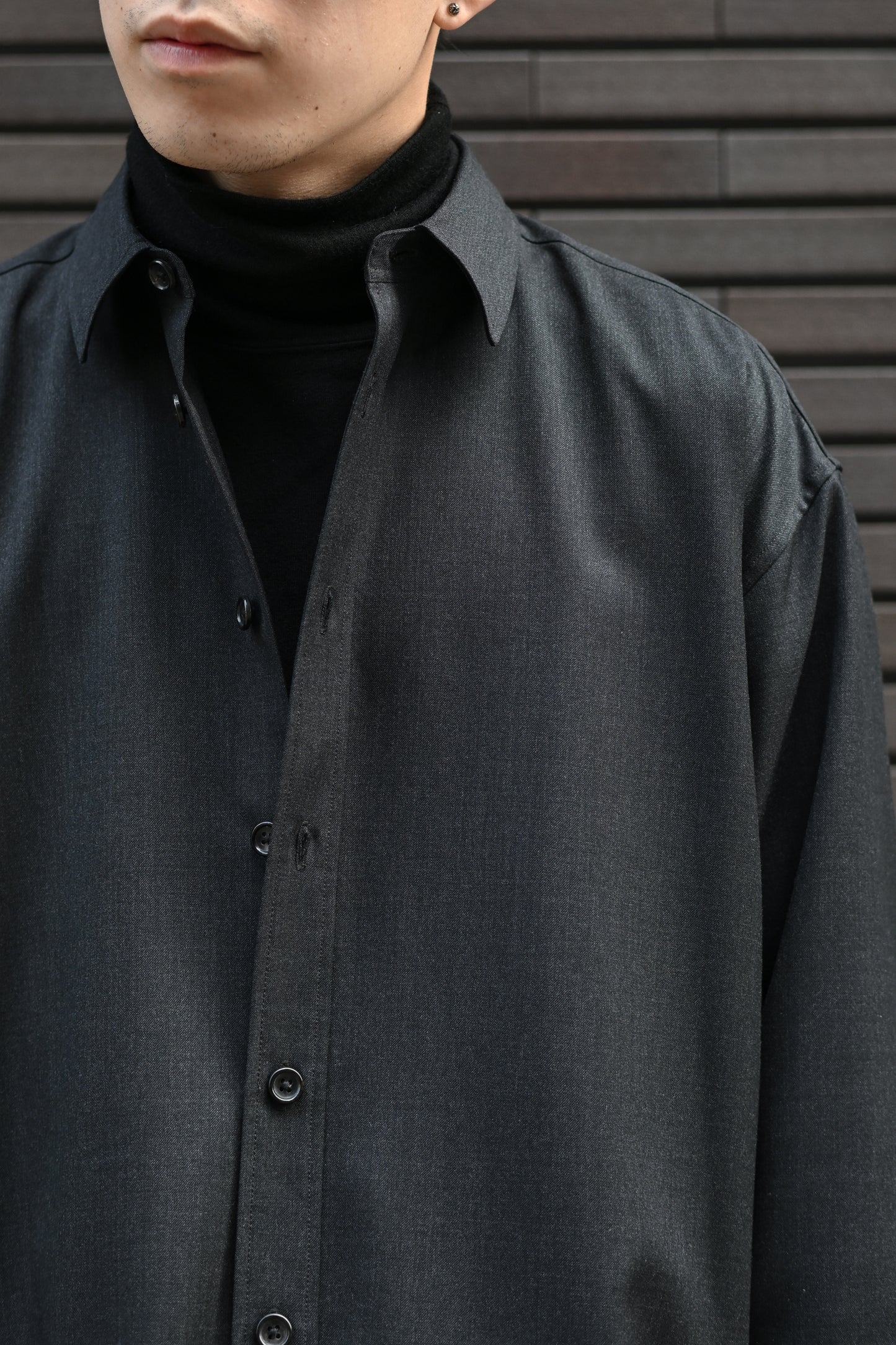 Kazuki Nagayama / OVER FIT WOOL SHIRT -CHARCOAL