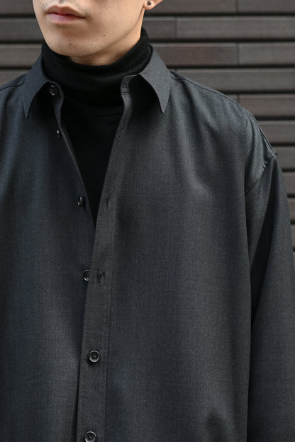 Kazuki Nagayama / OVER FIT WOOL SHIRT -CHARCOAL