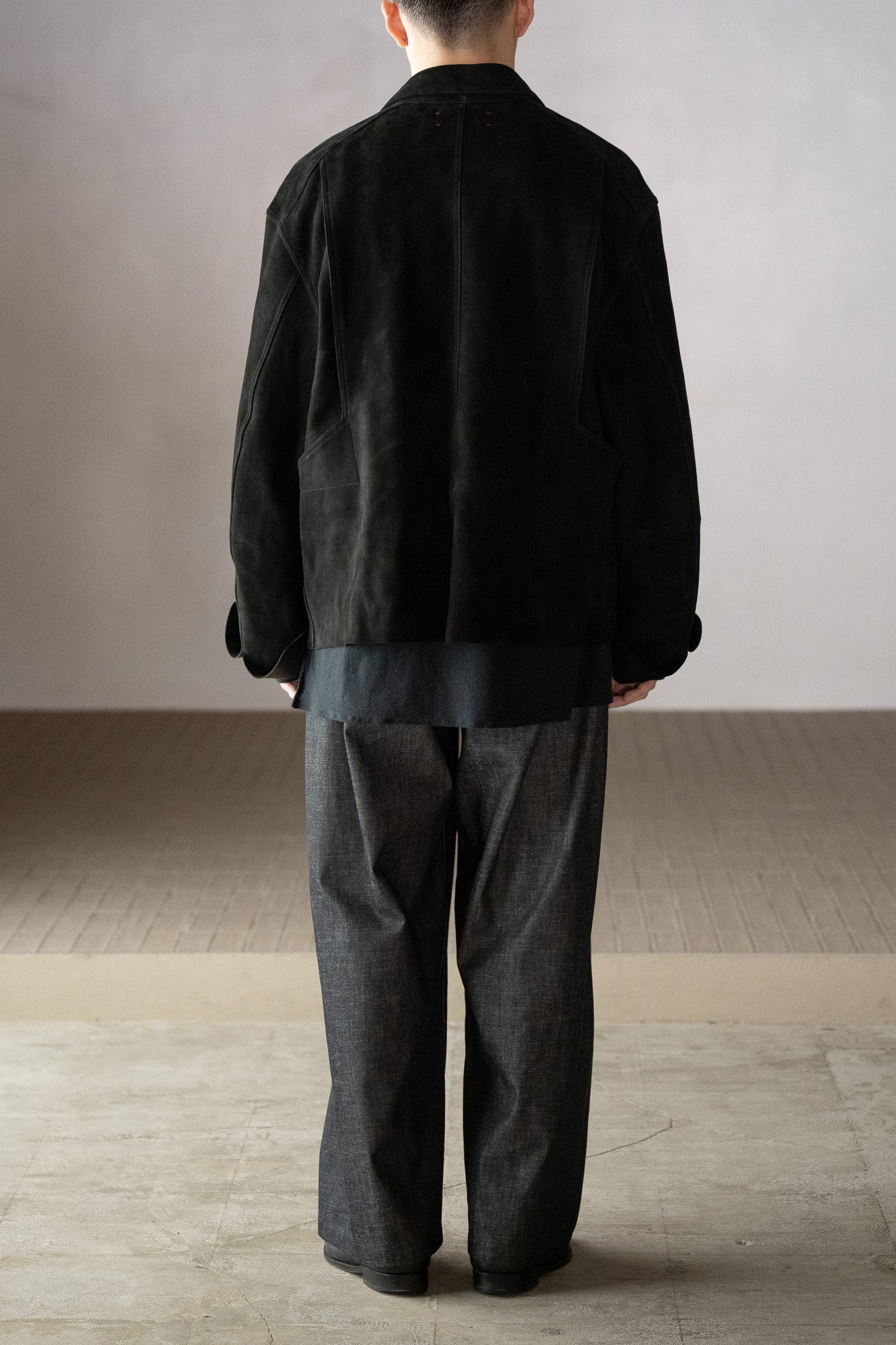 barbell object / leather jkt -BLACK