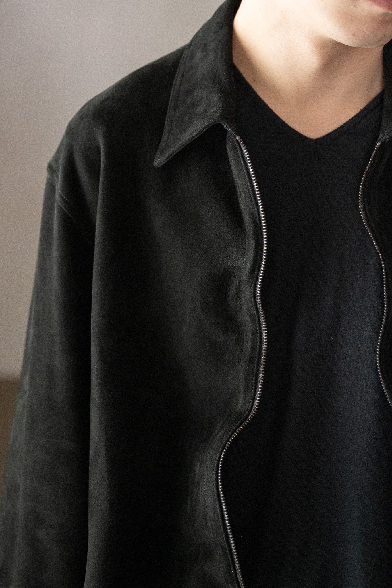 barbell object / leather jkt -BLACK