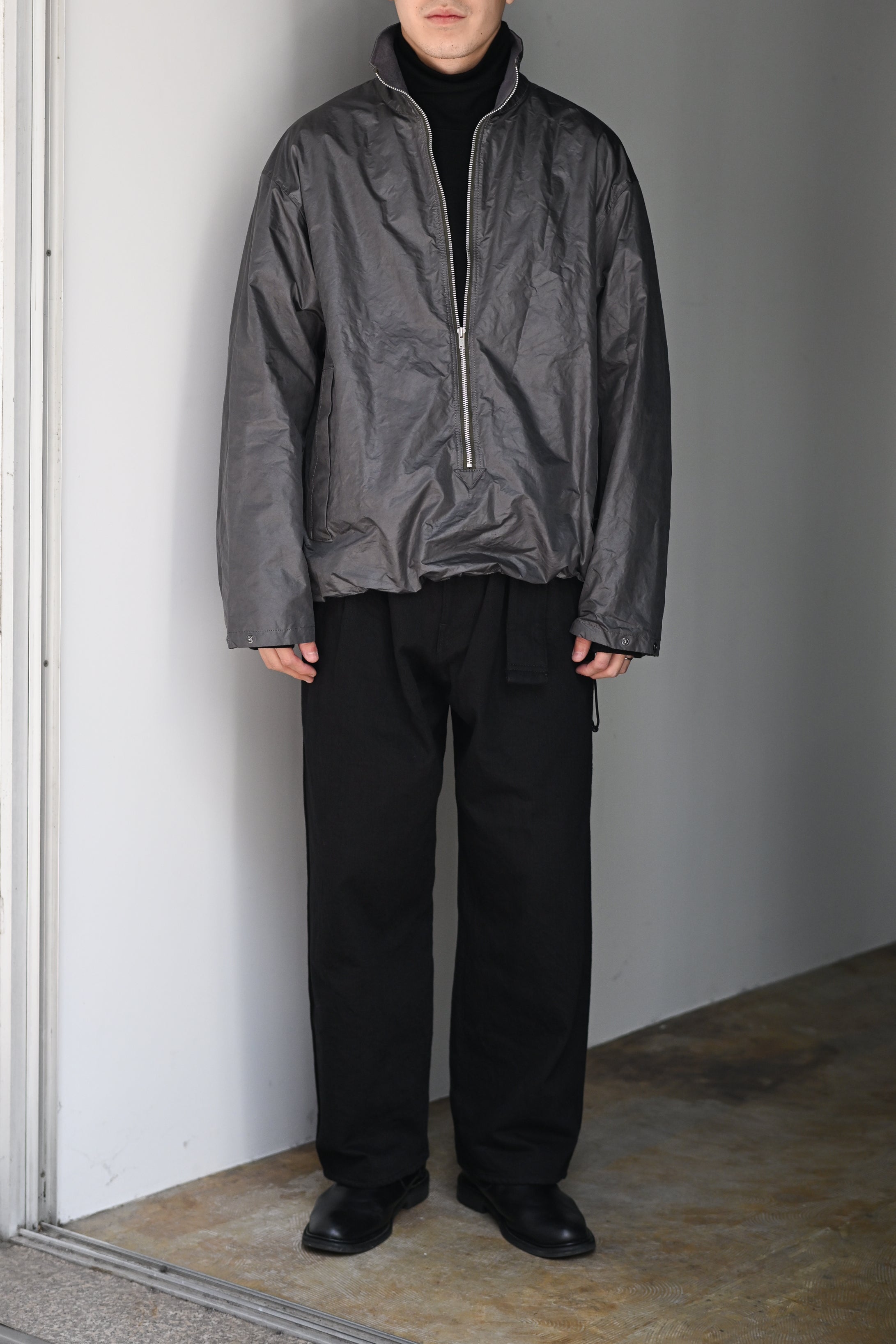 【未使用】barbell object T HN TOP 黒bo-24a-j04 未使用 barbell object バーベルオブジェクト プルオーバージャケット