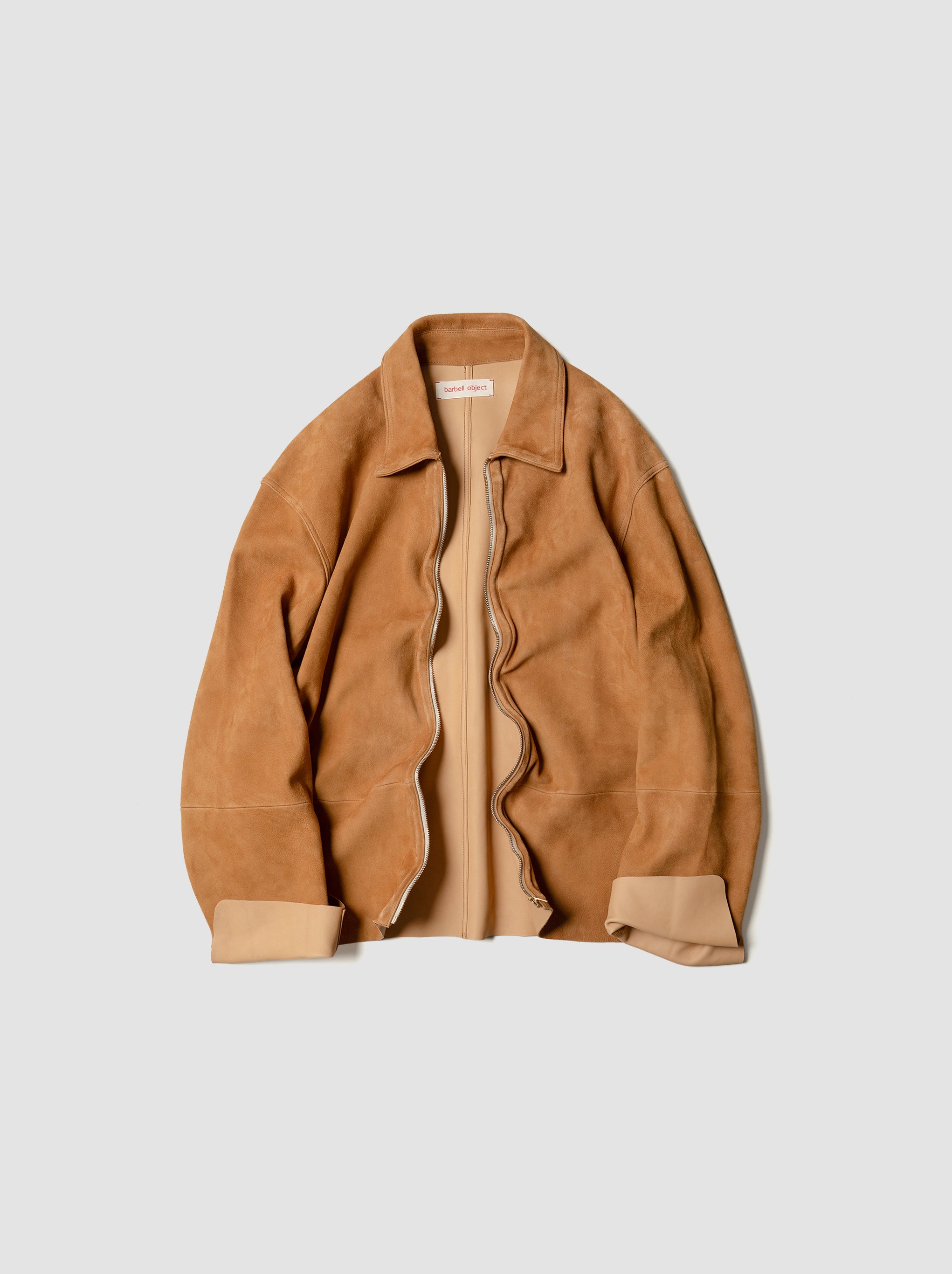 barbell object / leather jkt -SAND