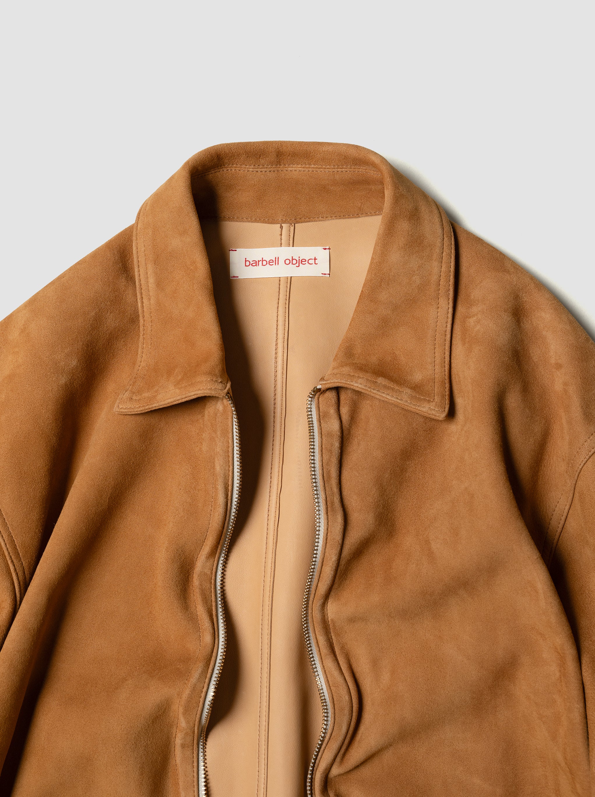 barbell object / leather jkt -SAND
