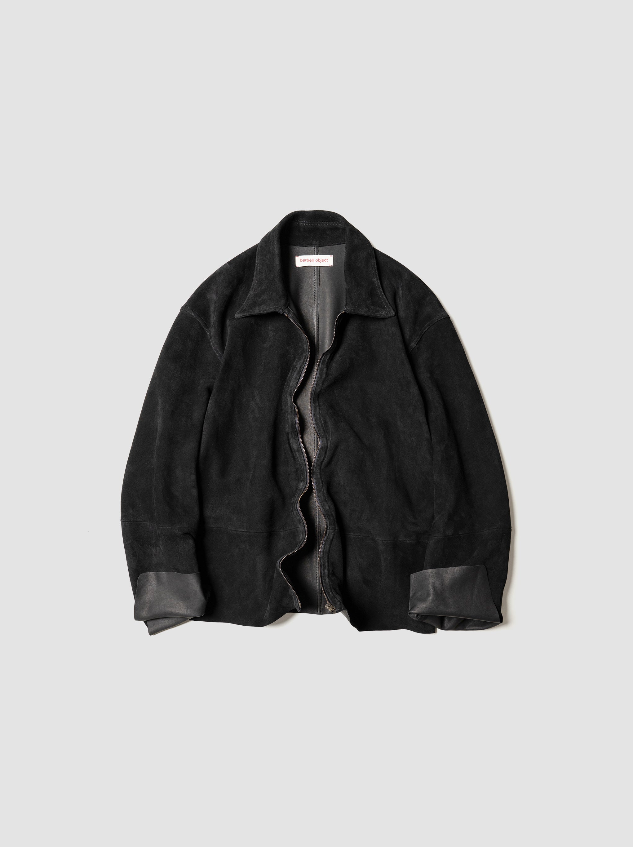 barbell object ブラックレザージャケット barbell object / leather jkt -BLACK