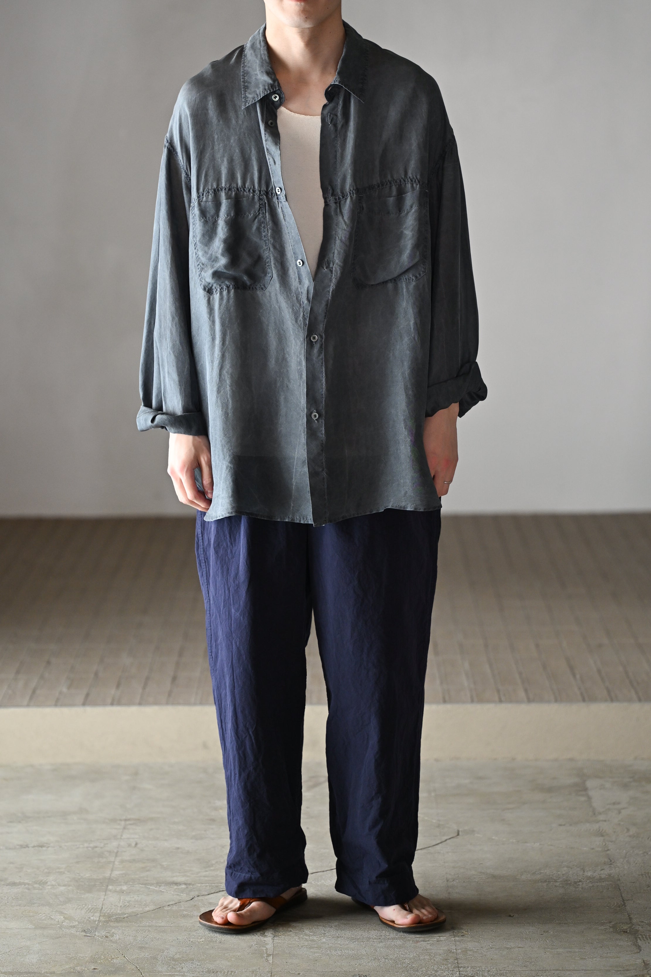トップス barbell object velveteen po navy barbell object / pk sh -FADE NAVY – and father