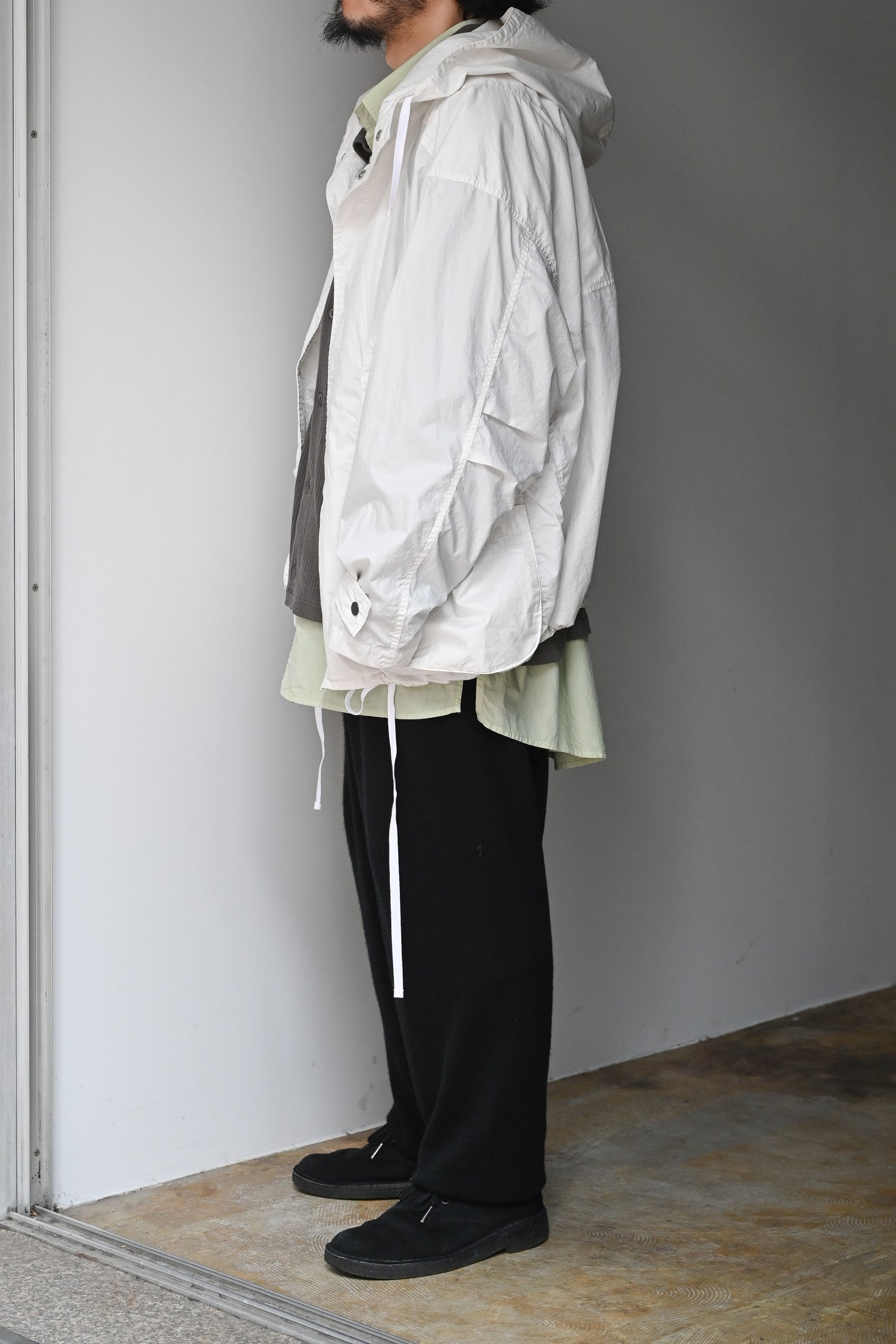 ANCELLM / HOODED FIELD SHIRT JACKET -WHITE