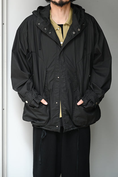 ANCELLM / HOODED FIELD SHIRT JACKET -BLACK