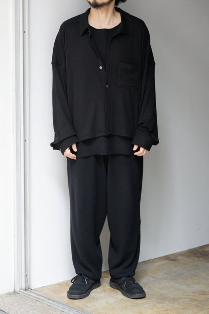 ANCELLM / CAS/SIL KIMONO KNIT SHIRT -BLACK