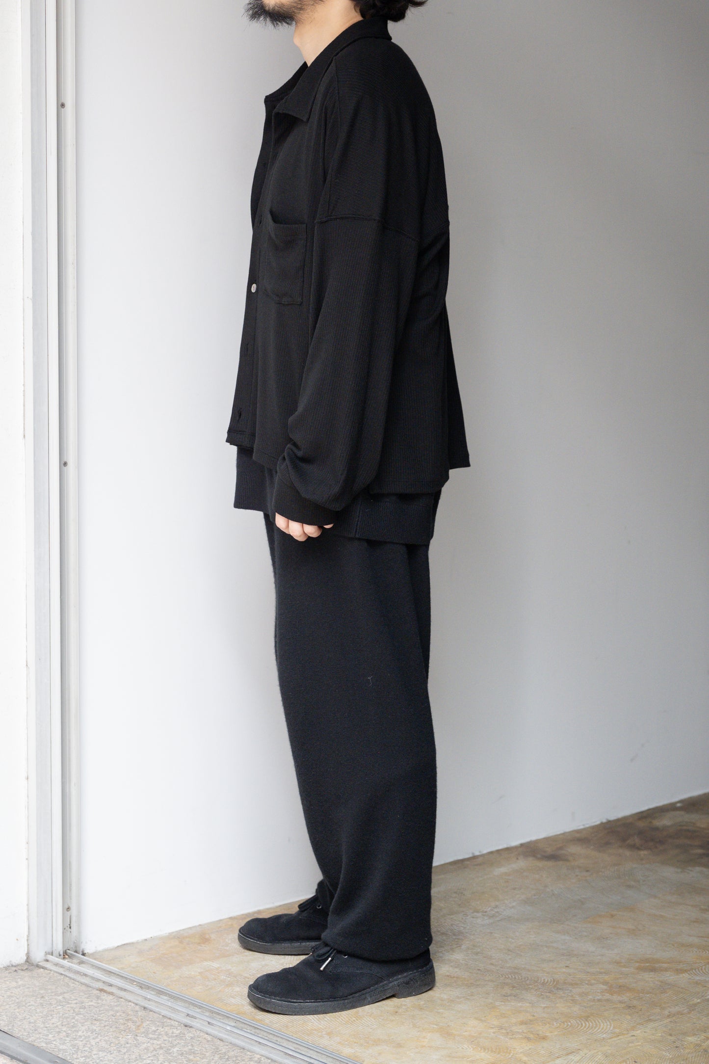 ANCELLM / CAS/SIL KIMONO KNIT SHIRT -BLACK
