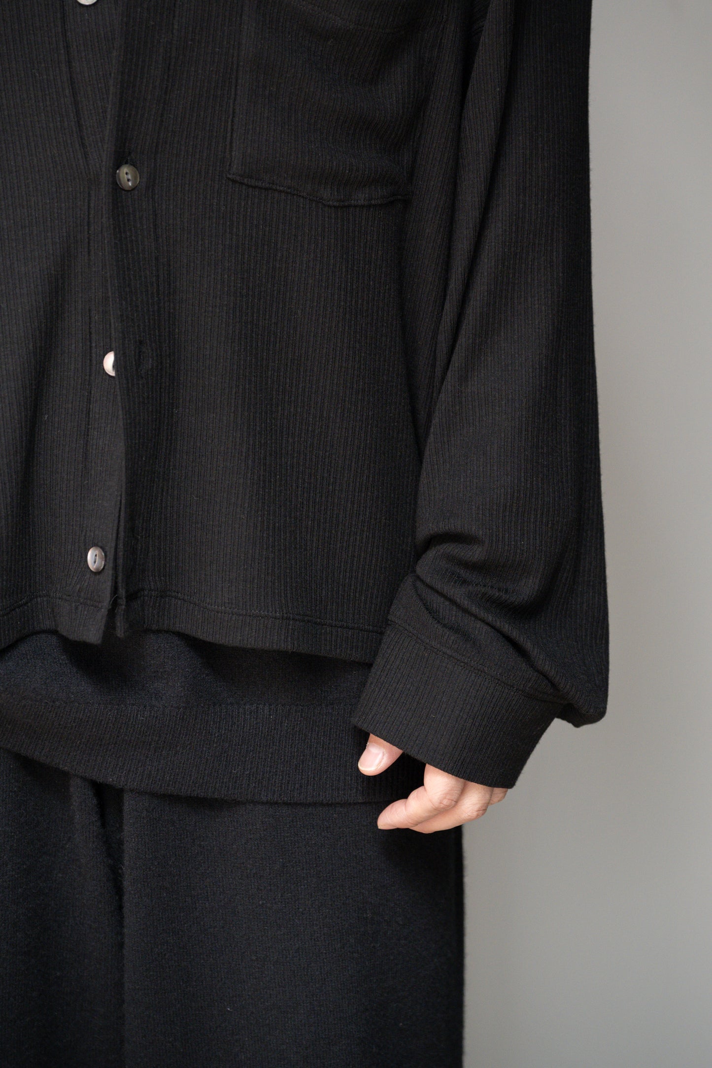 ANCELLM / CAS/SIL KIMONO KNIT SHIRT -BLACK
