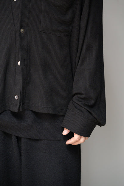 ANCELLM / CAS/SIL KIMONO KNIT SHIRT -BLACK