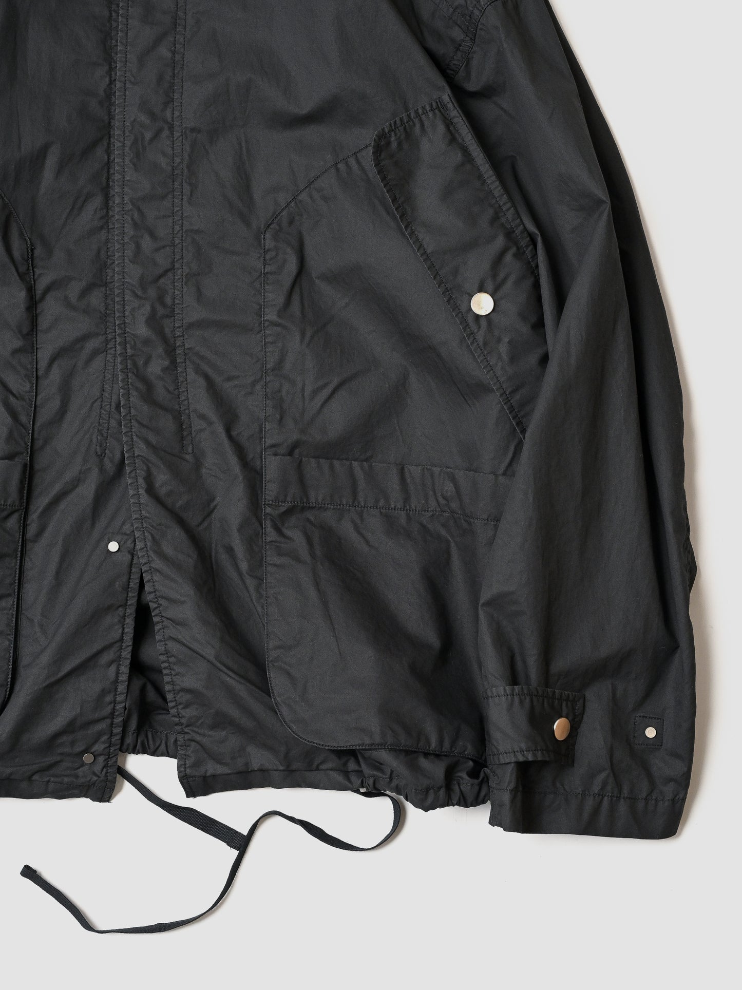 ANCELLM / HOODED FIELD SHIRT JACKET -BLACK