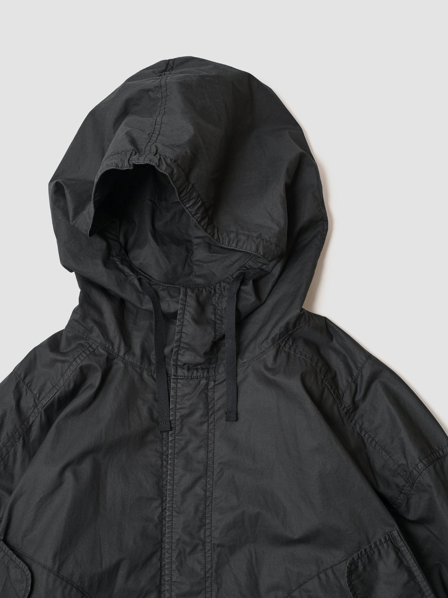 ANCELLM / HOODED FIELD SHIRT JACKET -BLACK