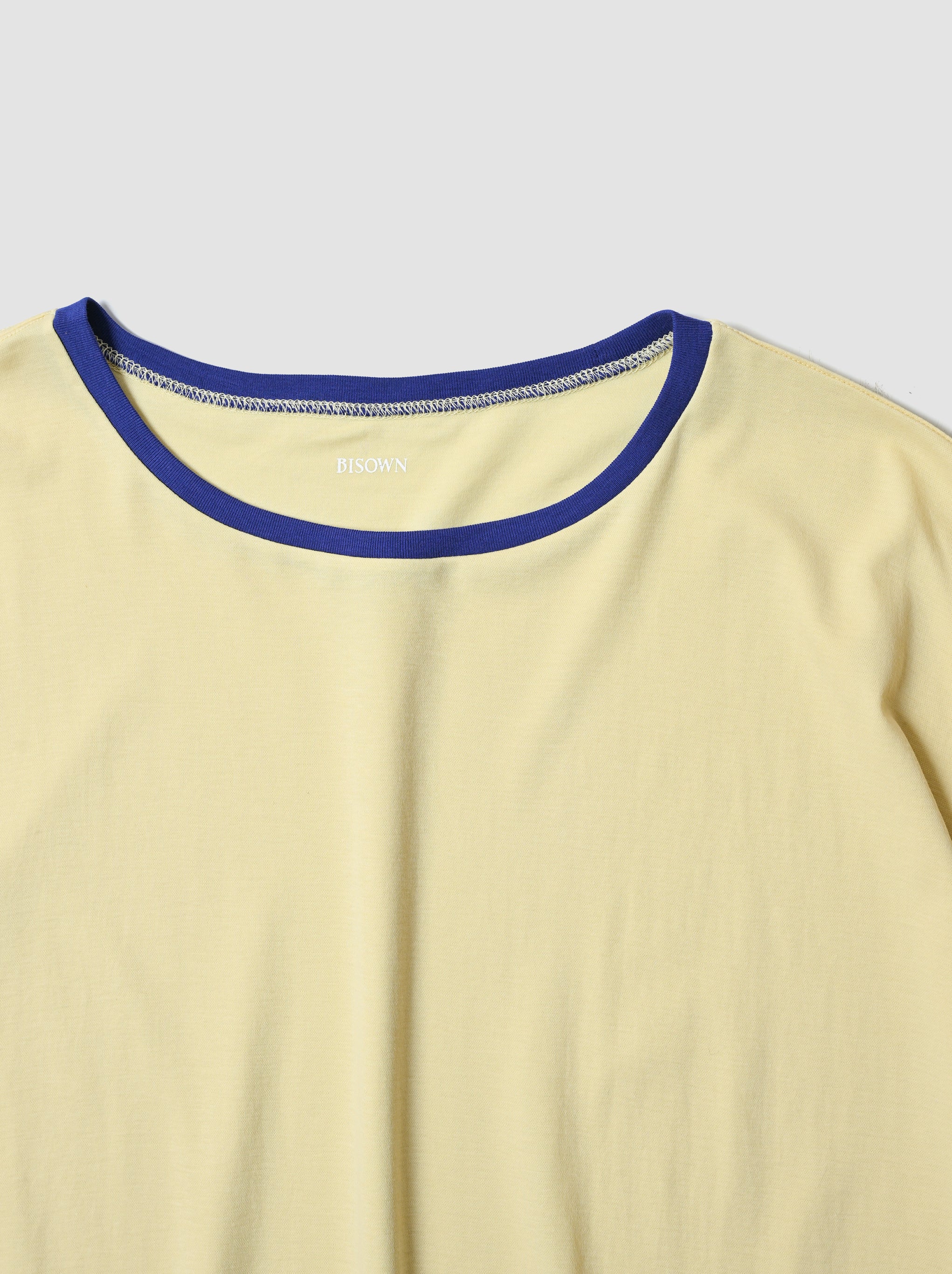 BISOWN / PIMA MOKLODI RINGER TEE -YELLOW × BLUE – and father