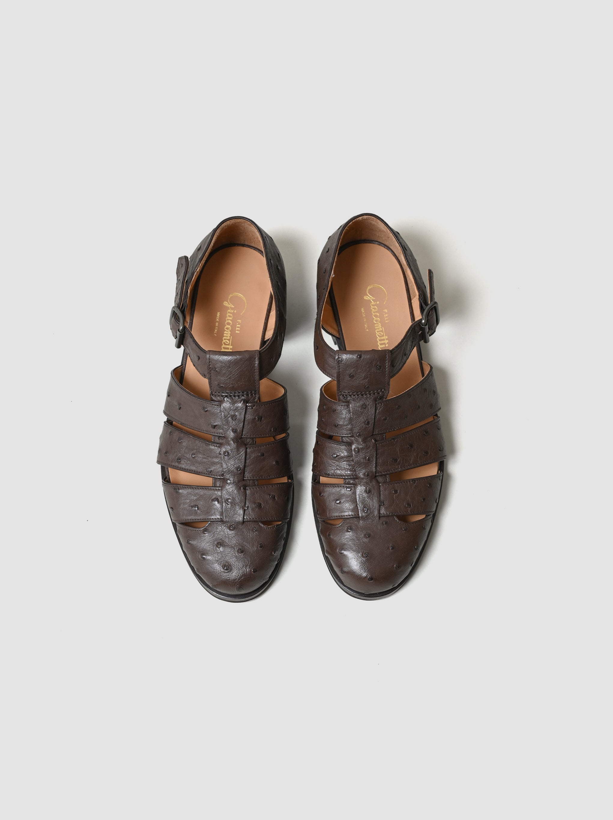 F.LLI Giacometti / FG166 fausto（GURKHA SANDAL） -STRUZZO KANGO TABAC