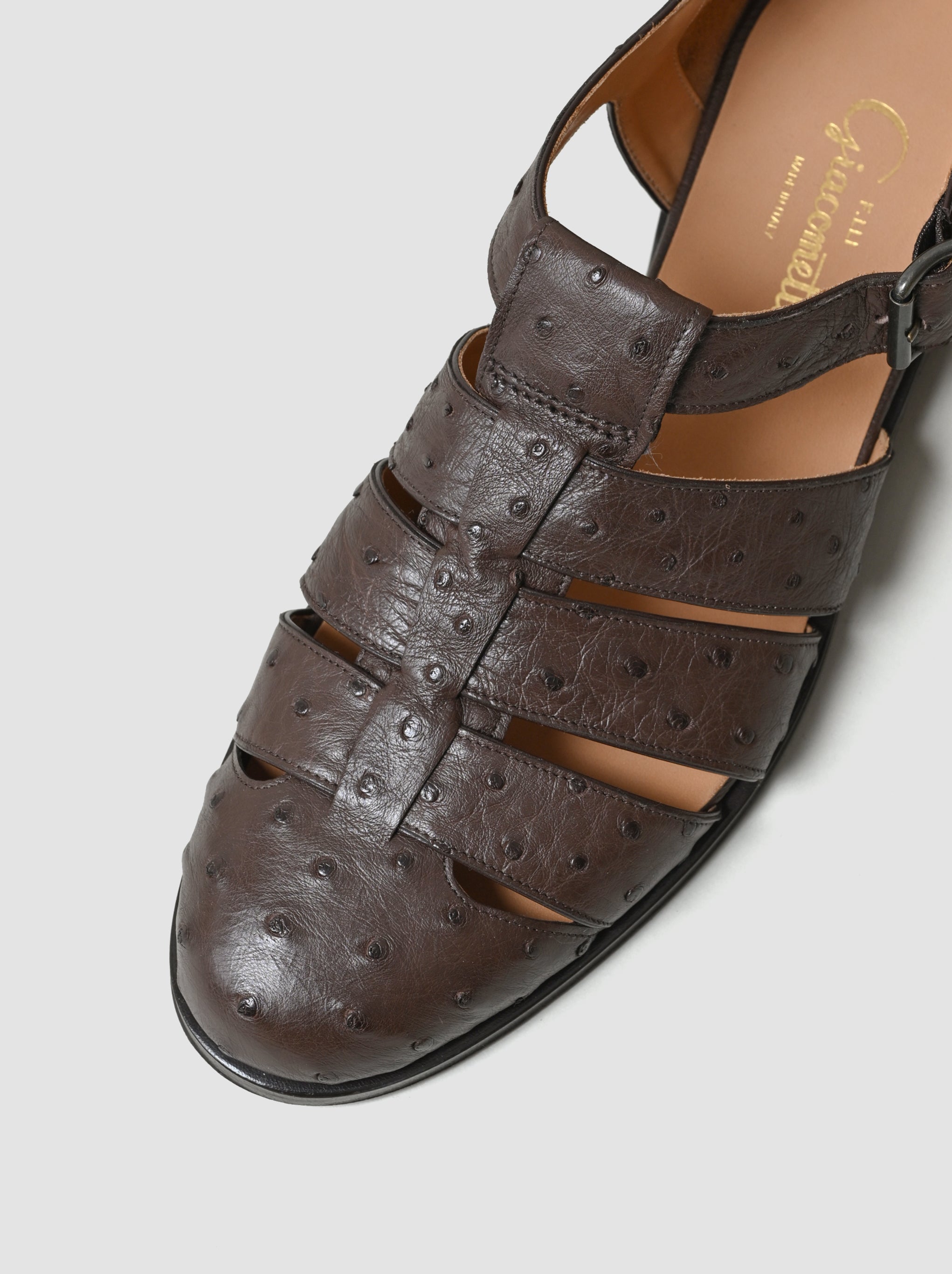F.LLI Giacometti / FG166 fausto（GURKHA SANDAL） -STRUZZO KANGO TABAC