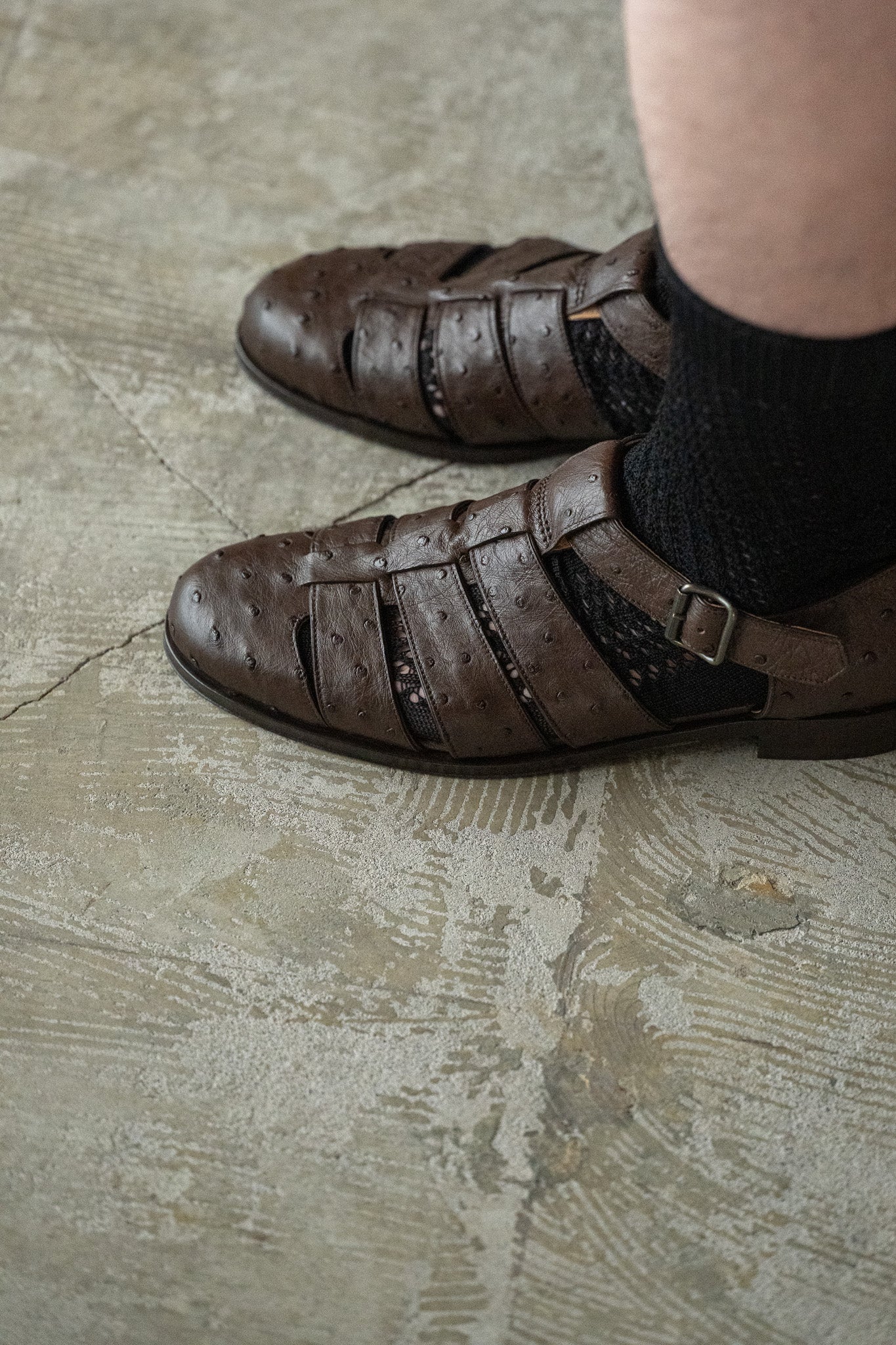 F.LLI Giacometti / FG166 fausto（GURKHA SANDAL） -STRUZZO KANGO TABAC
