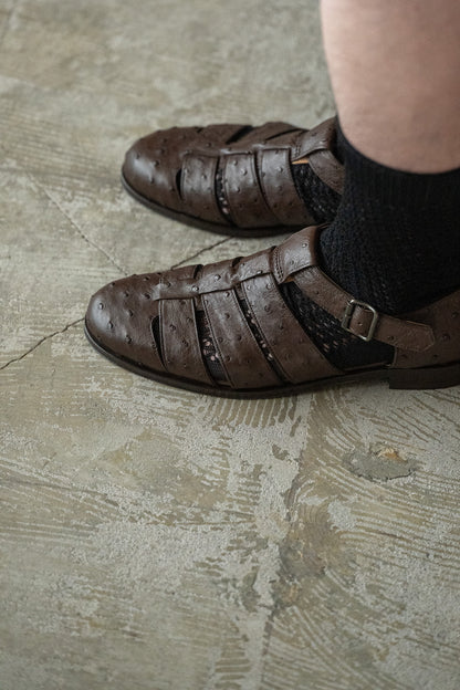 F.LLI Giacometti / FG166 fausto（GURKHA SANDAL） -STRUZZO KANGO TABAC