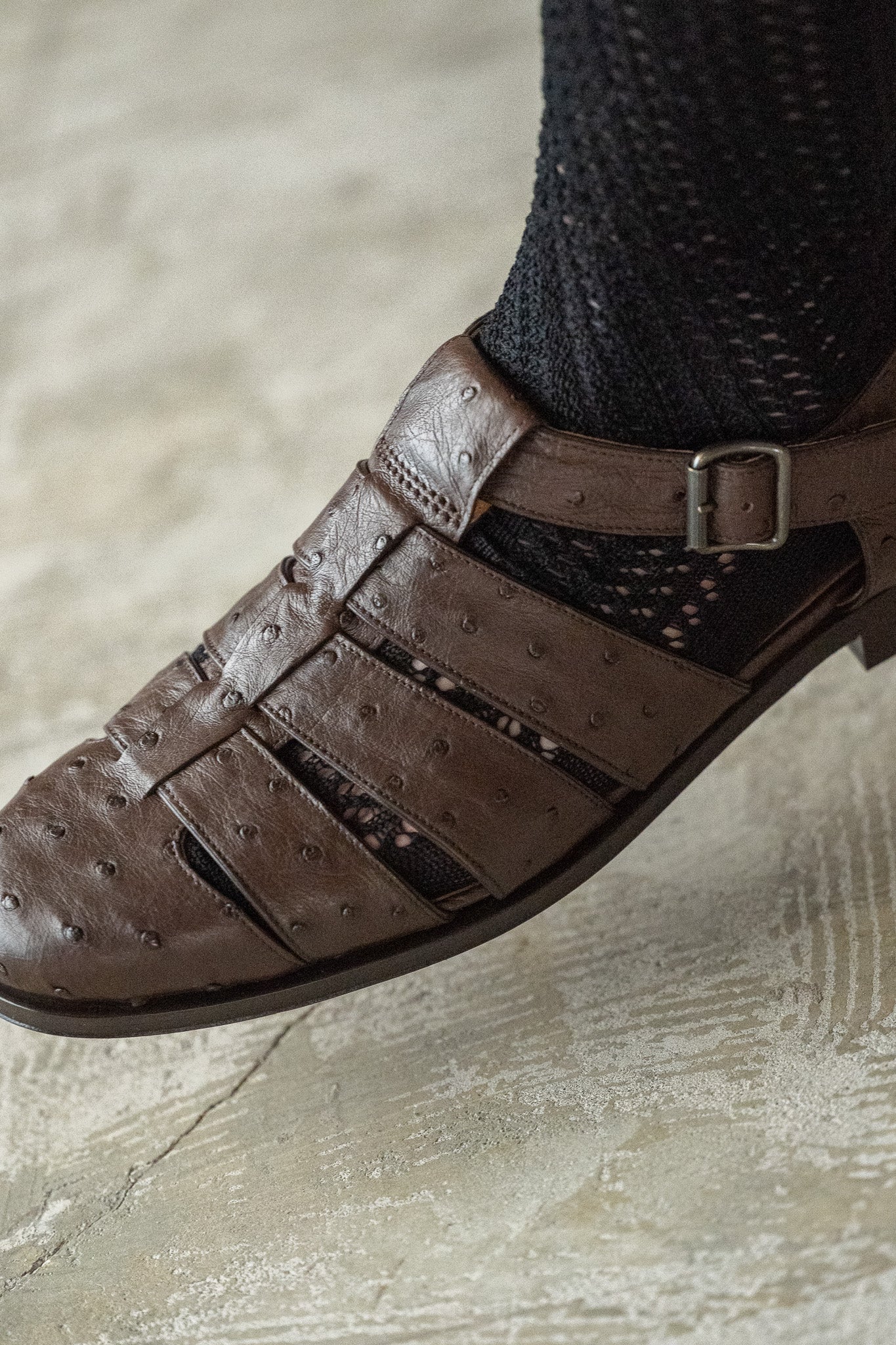 F.LLI Giacometti / FG166 fausto（GURKHA SANDAL） -STRUZZO KANGO TABAC