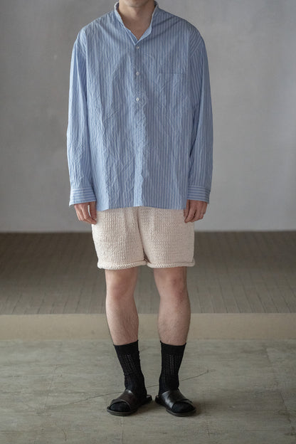 POSTELEGANT / Washi Paper Cotton Hand Knit Shorts -ECRU