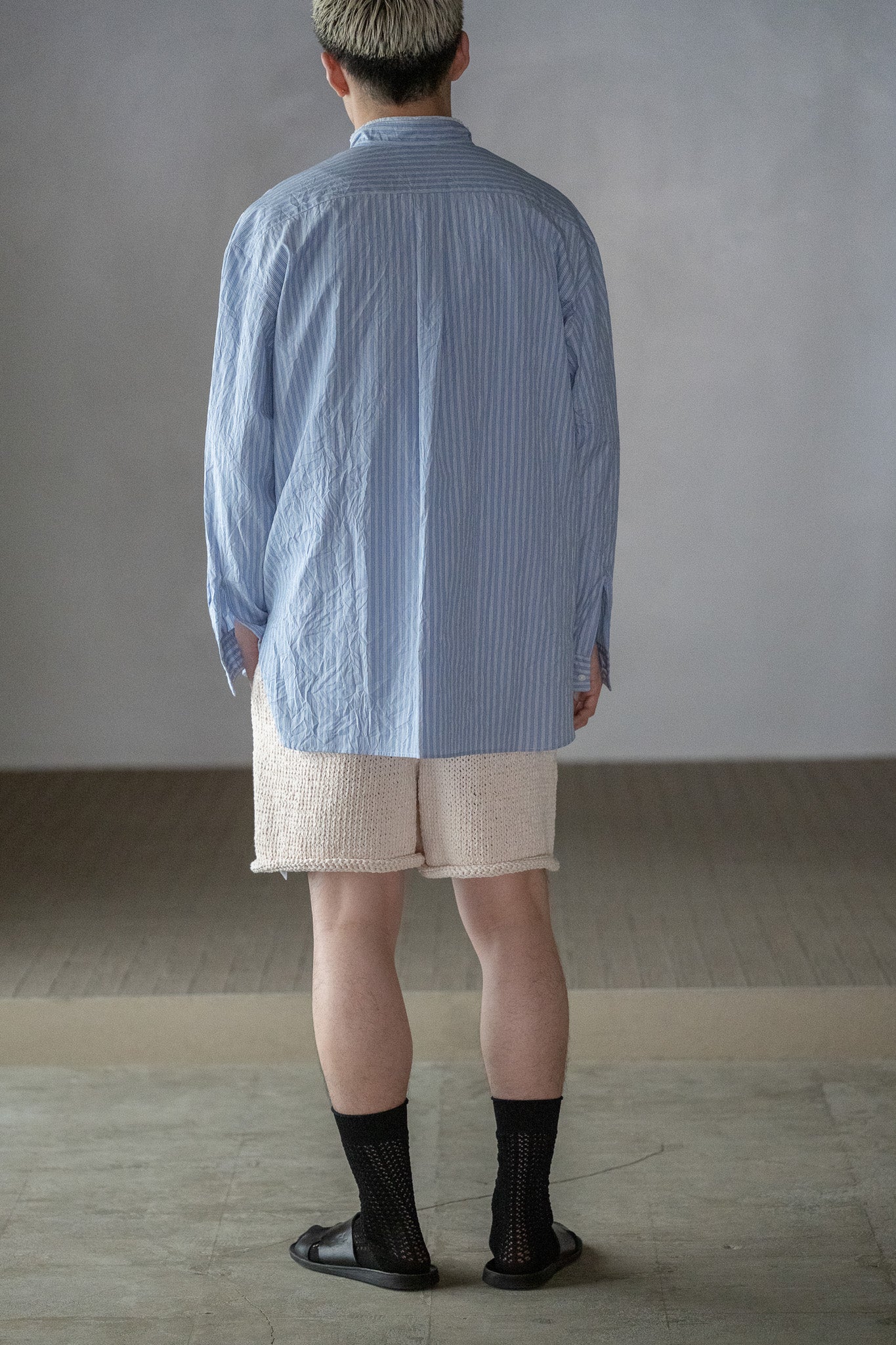 POSTELEGANT / Washi Paper Cotton Hand Knit Shorts -ECRU