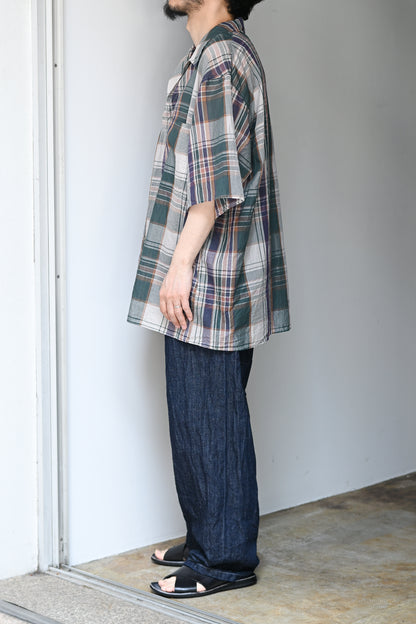 KAPTAIN SUNSHINE / Gauze Plaid Pullover SS Shirt