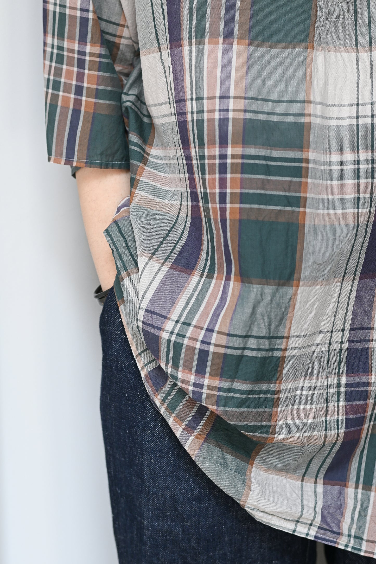 KAPTAIN SUNSHINE / Gauze Plaid Pullover SS Shirt