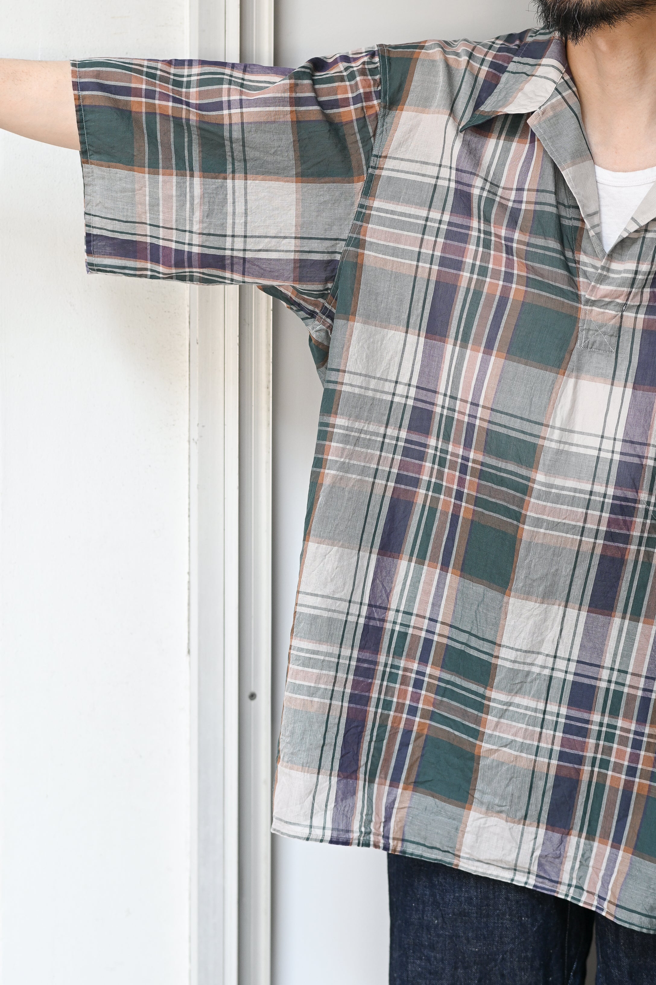 KAPTAIN SUNSHINE / Gauze Plaid Pullover SS Shirt – and father