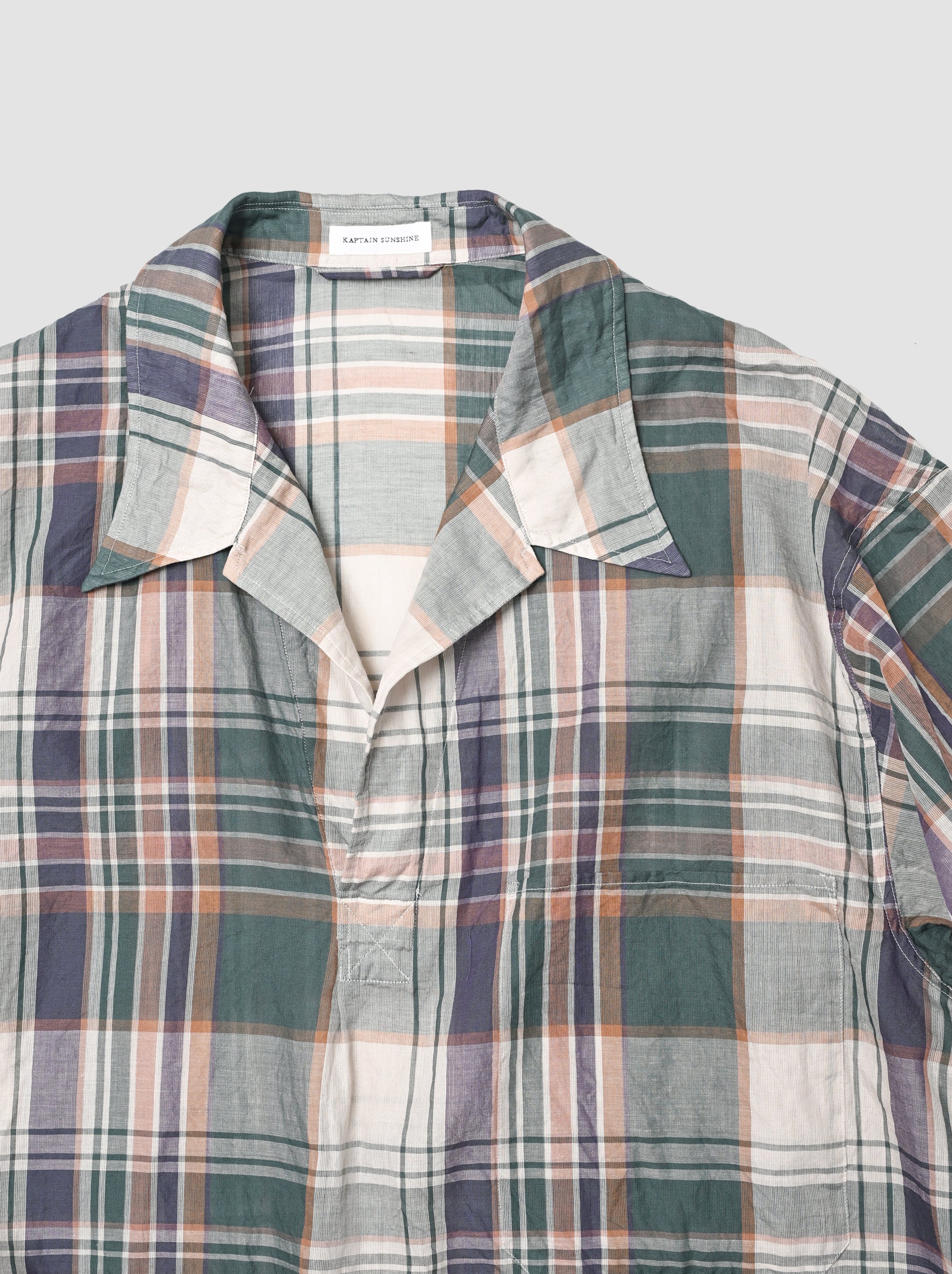 KAPTAIN SUNSHINE / Gauze Plaid Pullover SS Shirt – and father