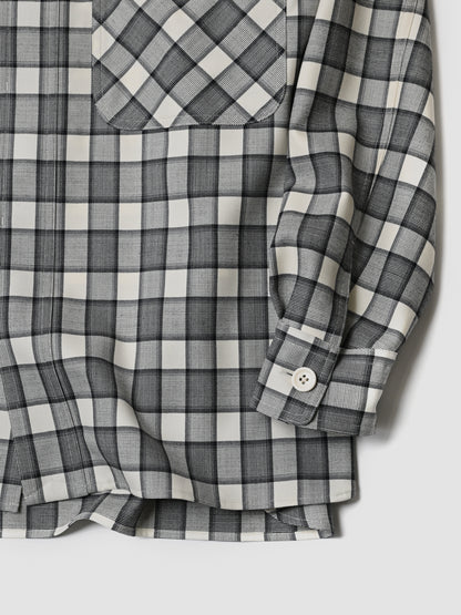 ANTOS. / DOUBLE POCKET OVER SHIRT -WHITE/BLACK