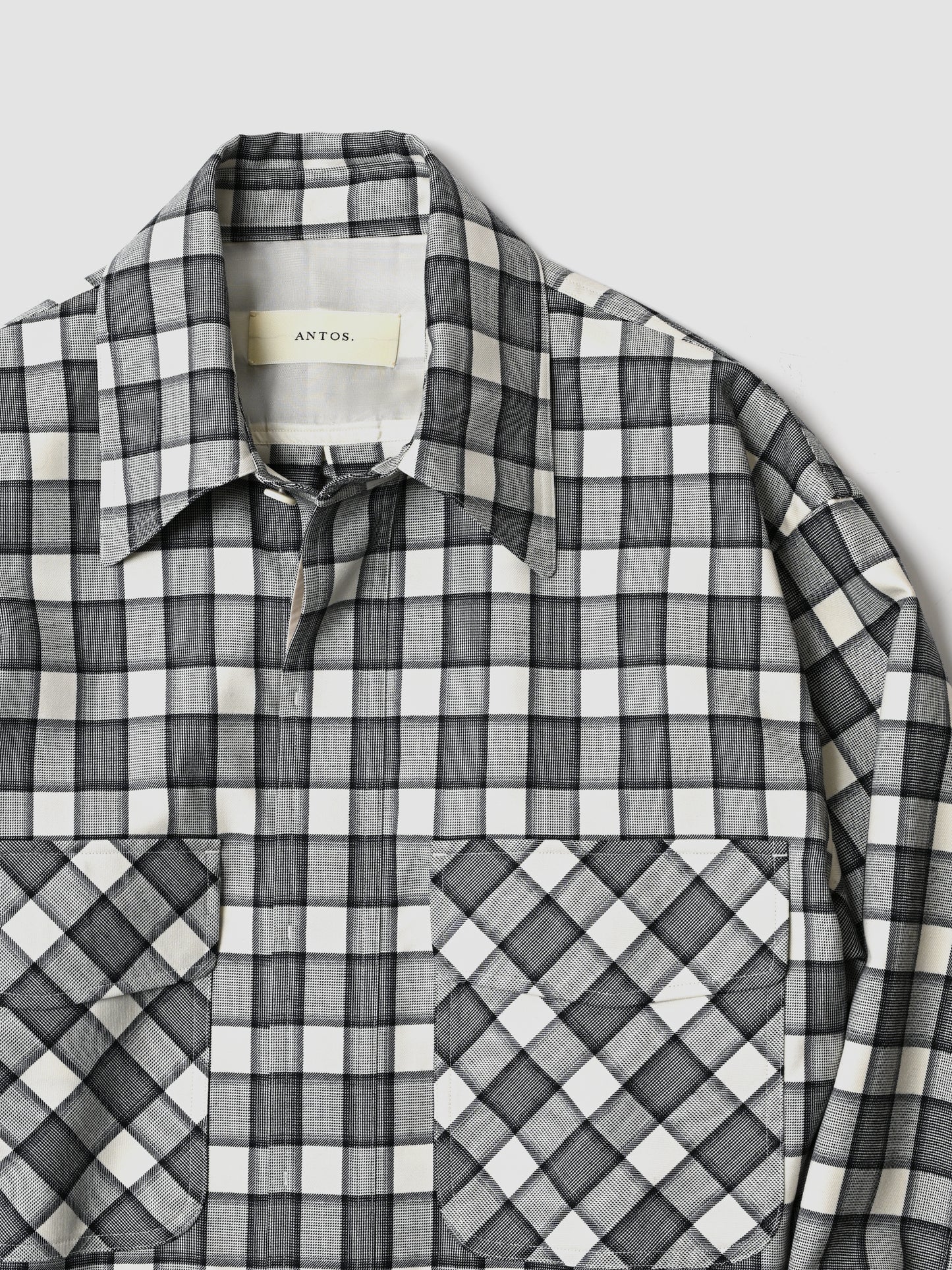 ANTOS. / DOUBLE POCKET OVER SHIRT -WHITE/BLACK